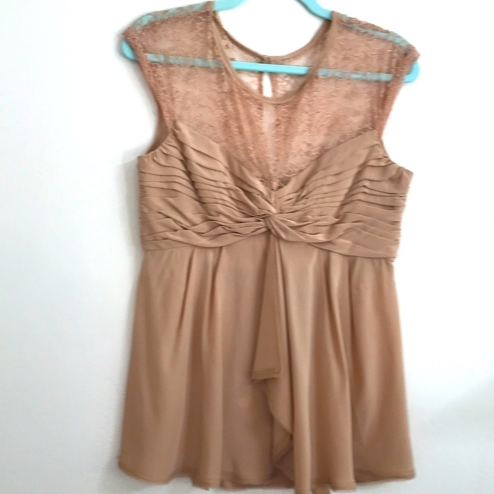 BCBG Maxazria nude lace sleeveless top NWT SZ 10